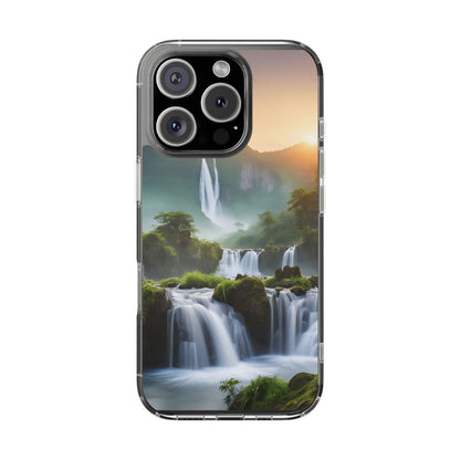 Nature-Inspired Clear Phone Case with Waterfall Design