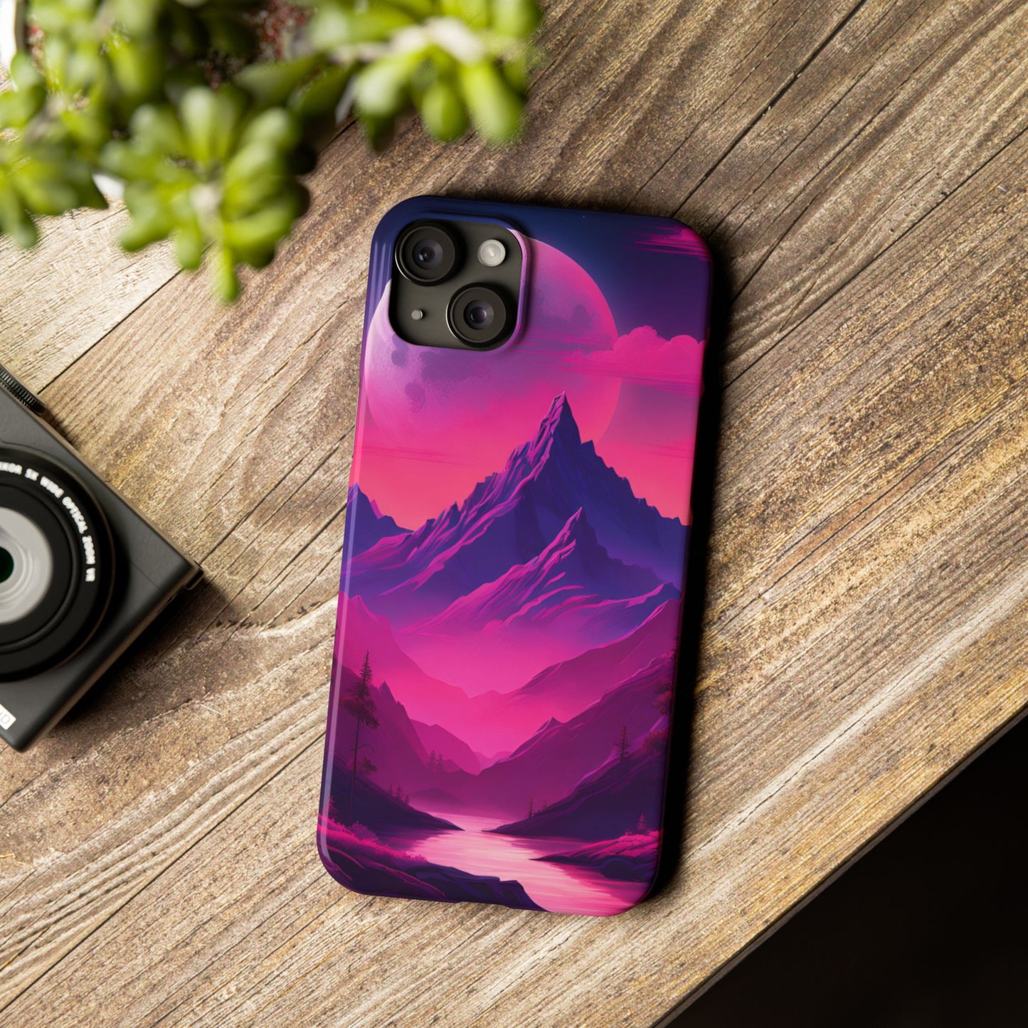 Vibrant Mountain Landscape Slim Phone Case - Perfect Gift for Nature Lovers