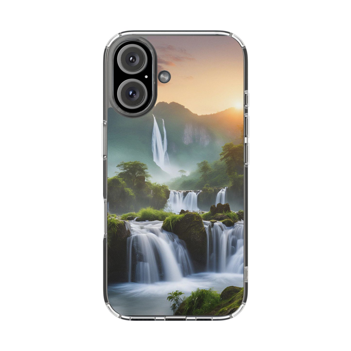 Nature-Inspired Clear Phone Case with Waterfall Design