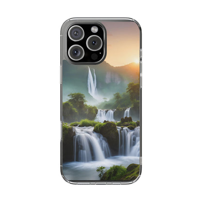 Nature-Inspired Clear Phone Case with Waterfall Design