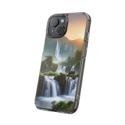 Nature-Inspired Clear Phone Case with Waterfall Design