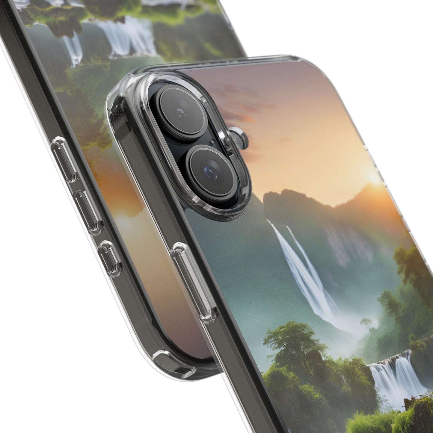 Nature-Inspired Clear Phone Case with Waterfall Design