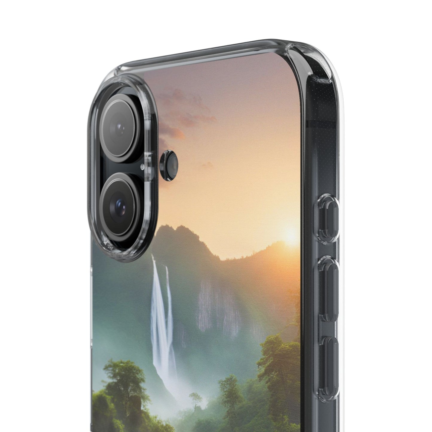 Nature-Inspired Clear Phone Case with Waterfall Design