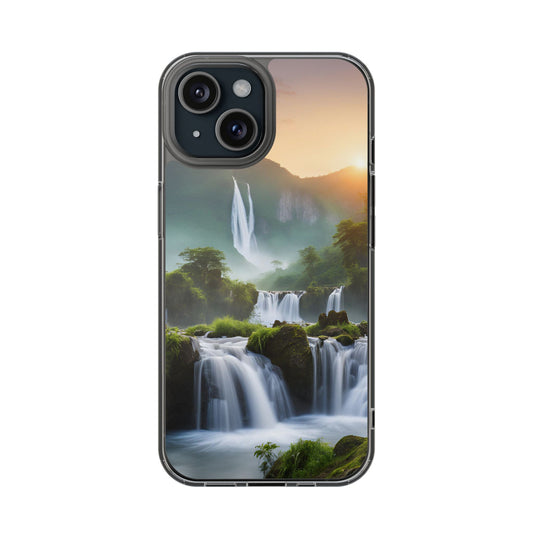 Nature-Inspired Clear Phone Case with Waterfall Design