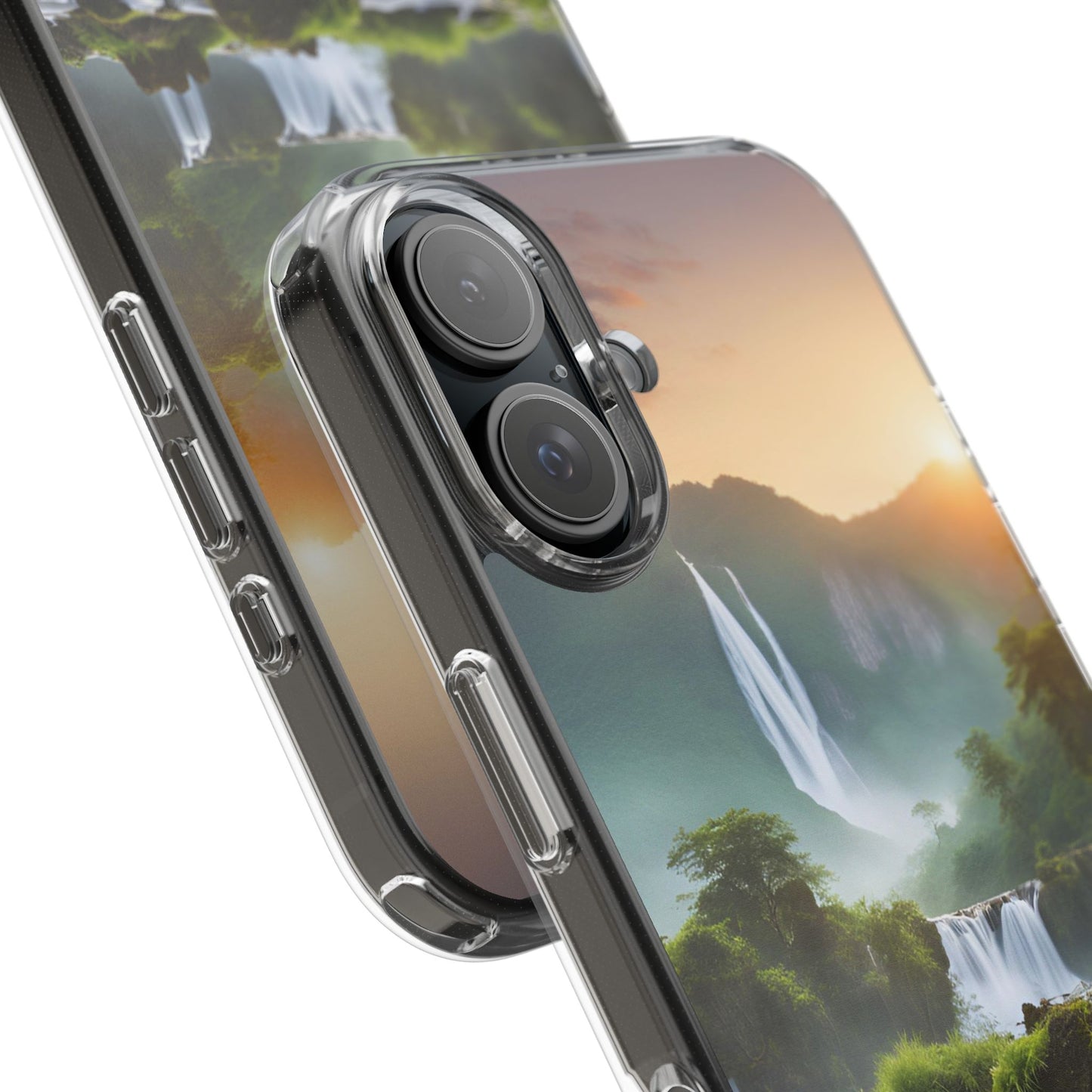 Nature-Inspired Clear Phone Case with Waterfall Design