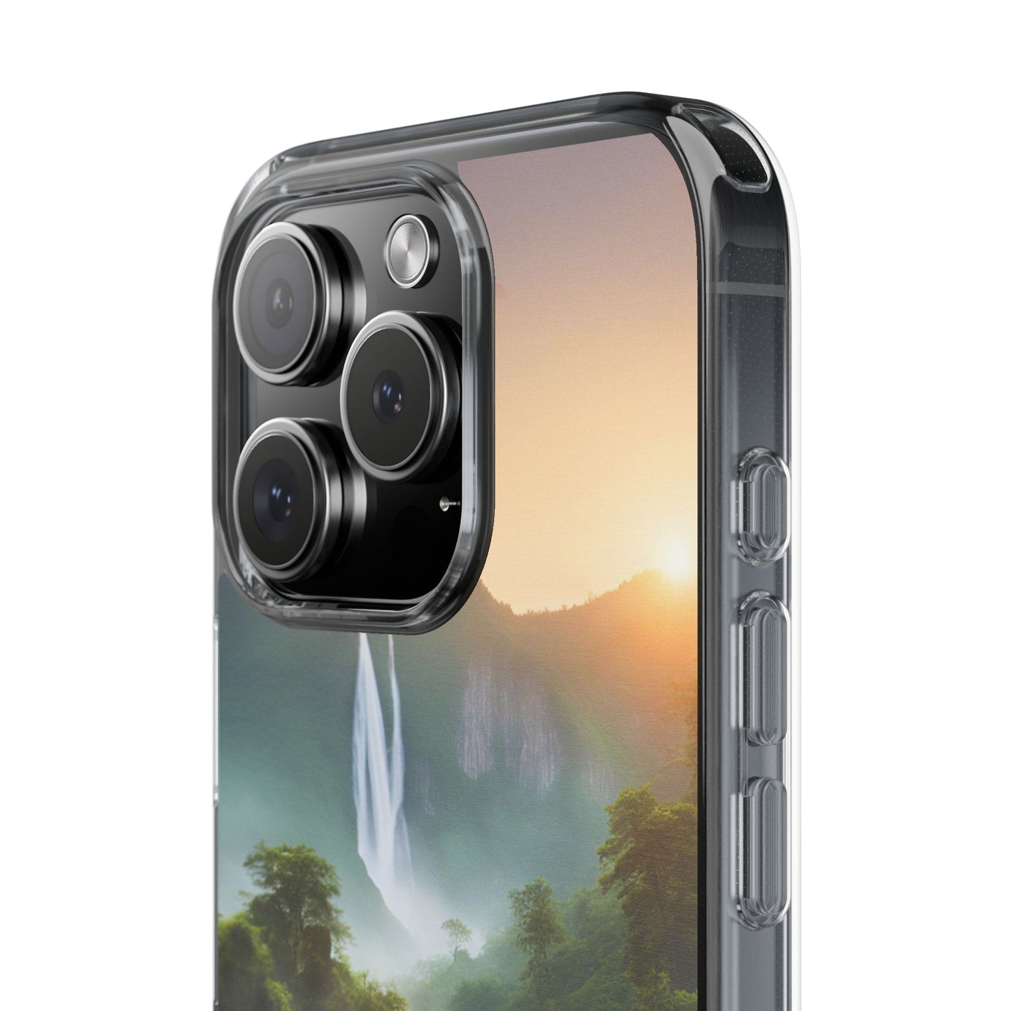 Nature-Inspired Clear Phone Case with Waterfall Design