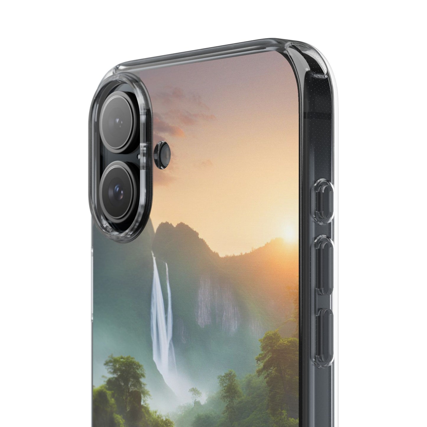 Nature-Inspired Clear Phone Case with Waterfall Design